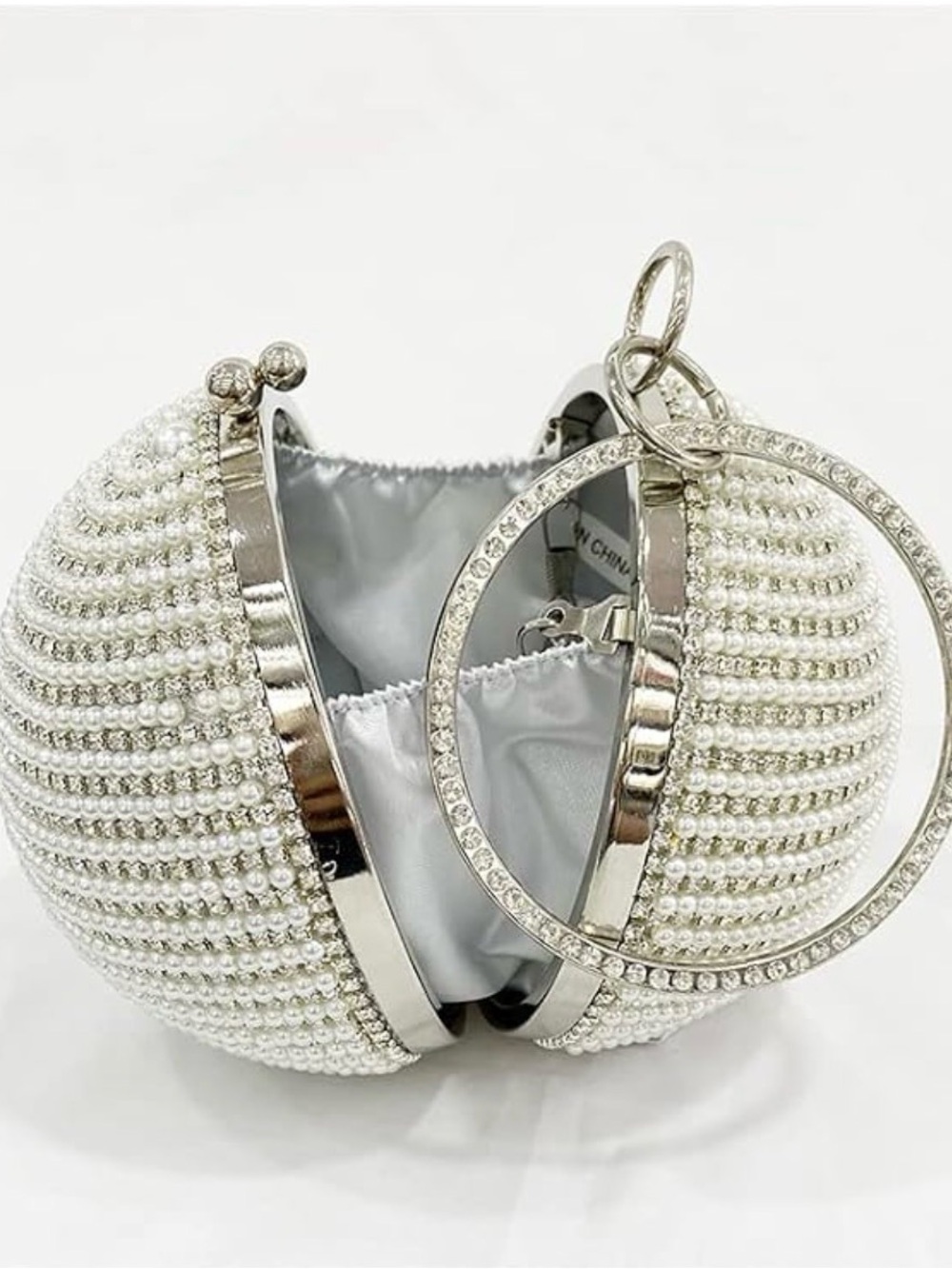 NWT Pearl Clutch Purse Sparkling Bling Swarovski Crystal Rhinestone Bag +Gift - Picture 5 of 6